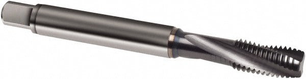 Spiral Flute Tap: M3 x 0.50, Metric, 3 Flute, Modified Bottoming, 4HX Class of Fit, Powdered Metal, TICN Finish