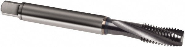 Spiral Flute Tap: M10 x 1.25, Metric Fine, 3 Flute, Modified Bottoming, 4HX Class of Fit, Powdered Metal, TICN Finish