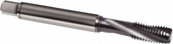 Spiral Flute Tap: #6-40, UNF, 3 Flute, Modified Bottoming, 3BX Class of Fit, Powdered Metal, TICN Finish