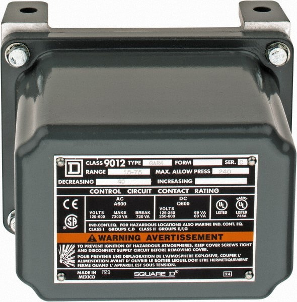 7 and 9 NEMA Rated, SPDT-DB, 1.5 to 75 psig, Electromechanical Pressure and Level Switch