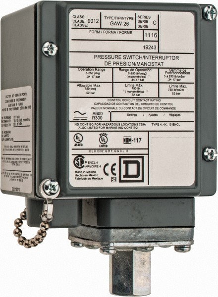 4, 13 and 4X NEMA Rated, DPDT, 5 to 250 psig, Electromechanical Pressure and Level Switch