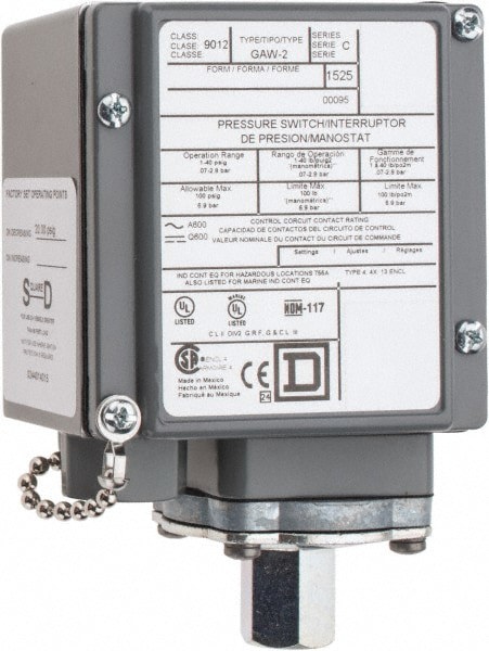 4, 13 and 4X NEMA Rated, SPDT-DB, 1 to 40 psig, Electromechanical Pressure and Level Switch