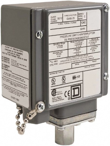 4, 13 and 4X NEMA Rated, DPDT, 20 to 1,000 psi, Electromechanical Pressure and Level Switch