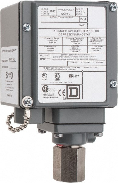 4, 13 and 4X NEMA Rated, SPDT-DB, 170 to 5,600 psig, Electromechanical Pressure and Level Switch