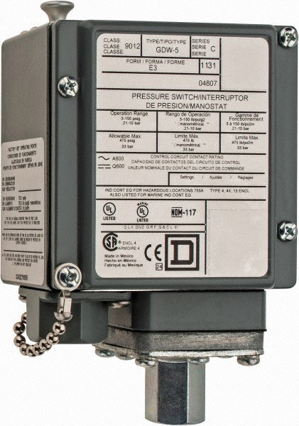 4, 13 and 4X NEMA Rated, SPDT-DB, 3 to 150 psig, Electromechanical Pressure and Level Switch