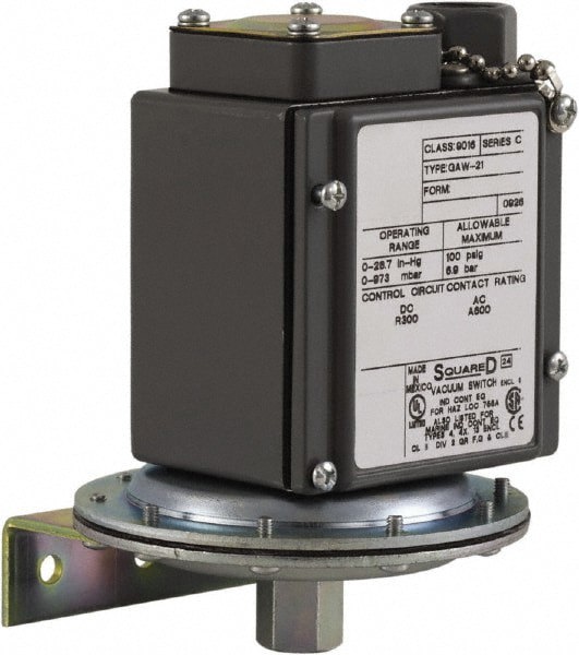 4, 13 and 4X NEMA Rated, DPDT, 28.3 inHg, Electromechanical Pressure and Level Switch