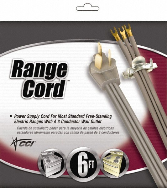 Power Cords; Cord Type: Replacement Cord ; Overall Length (Feet): 6 ; Cord Color: Gray ; Amperage: 50 ; Standards: UL Listed ; Number Of Receptacles: 1