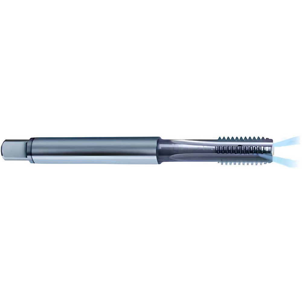 Spiral Point Tap: M8x1 Metric Fine, 4 Flutes, Modified Bottoming Chamfer, 6H Class of Fit, Solid Carbide, Bright/Uncoated