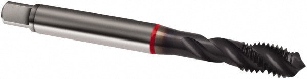 Spiral Flute Tap: M2 x 0.40, Metric, 3 Flute, Modified Bottoming, 6H Class of Fit, Cobalt, TICN Finish