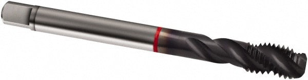 Spiral Flute Tap: M10 x 1.50, Metric, 3 Flute, Modified Bottoming, 6H Class of Fit, Cobalt, TICN Finish