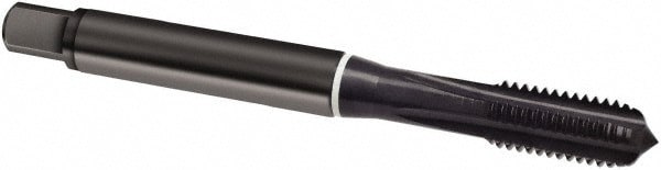Straight Flute Tap: #12-24 UNC, 4 Flute, Modified Bottoming Chamfer, 2B Class of Fit, Cobalt, Oxide Finish