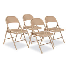 Folding Chairs; Material: Steel ; Width (Inch): 18in ; Seat Color: Beige ; Frame Color: Beige ; Weight Capacity: 250lb ; Seat Depth: 15.5in