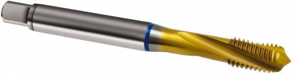 Spiral Flute Tap: M3x0.5, Metric, 3 Flute, Modified Bottoming, 6H Class of Fit, Cobalt, TiN Finish