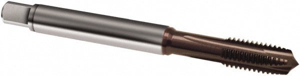 Spiral Point Tap: #6-32, UNC, 3 Flutes, Plug, 2BX, Powdered Metal, TiAlN Finish