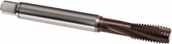 Spiral Flute Tap: M10 x 1.25, Metric Fine, 3 Flute, Modified Bottoming, 6H Class of Fit, Powdered Metal, TiAlN Finish