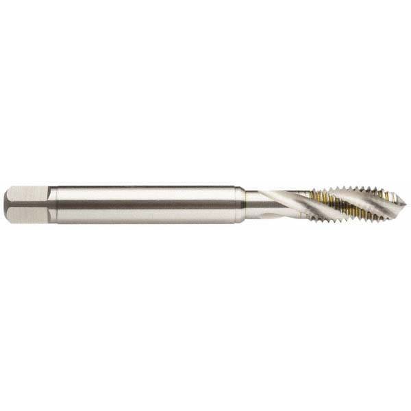 Spiral Flute Tap: #5-40, UNC, 3 Flute, Modified Bottoming, 3B Class of Fit, Powdered Metal, TiAlN Finish