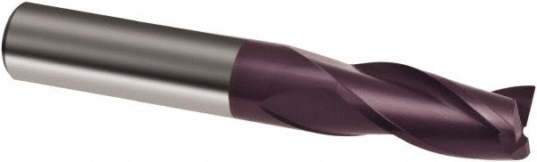 Square End Mill: 5/8'' Dia, 1-1/4'' LOC, 5/8'' Shank Dia, 3-1/2'' OAL, 3 Flutes, Solid Carbide