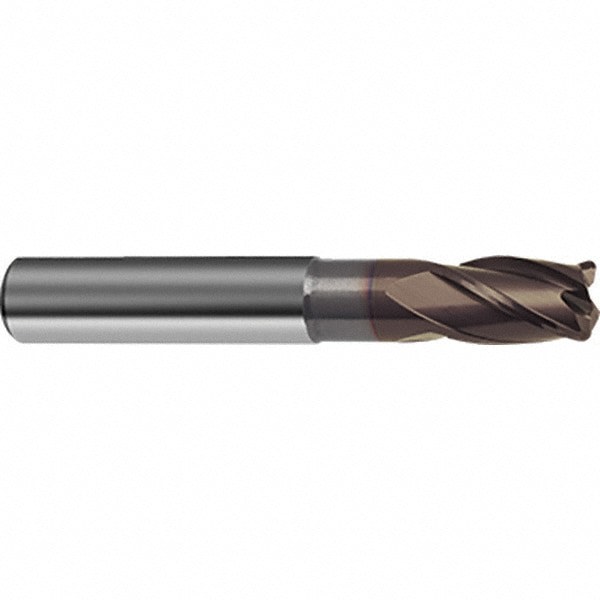 Corner Radius End Mill: 5 mm Dia, 8 mm LOC, 0.5 mm Radius, 4 Flutes, Solid Carbide