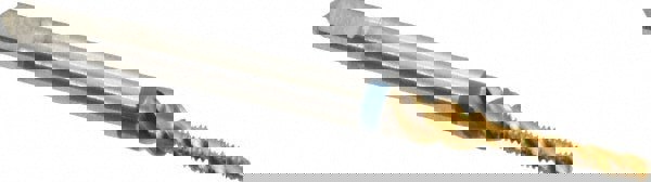 Spiral Flute Tap: M2 x 0.40, Metric Coarse, 3 Flute, Modified Bottoming, 6H Class of Fit, Powdered Metal, TiN Finish