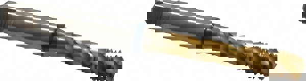 Spiral Flute Tap: M6 x 1.00, Metric Coarse, 3 Flute, Modified Bottoming, 6H Class of Fit, Powdered Metal, TiN Finish