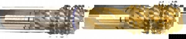 Spiral Flute Tap: M20 x 2.50, Metric Coarse, 4 Flute, Modified Bottoming, 6H Class of Fit, Powdered Metal, TiN Finish