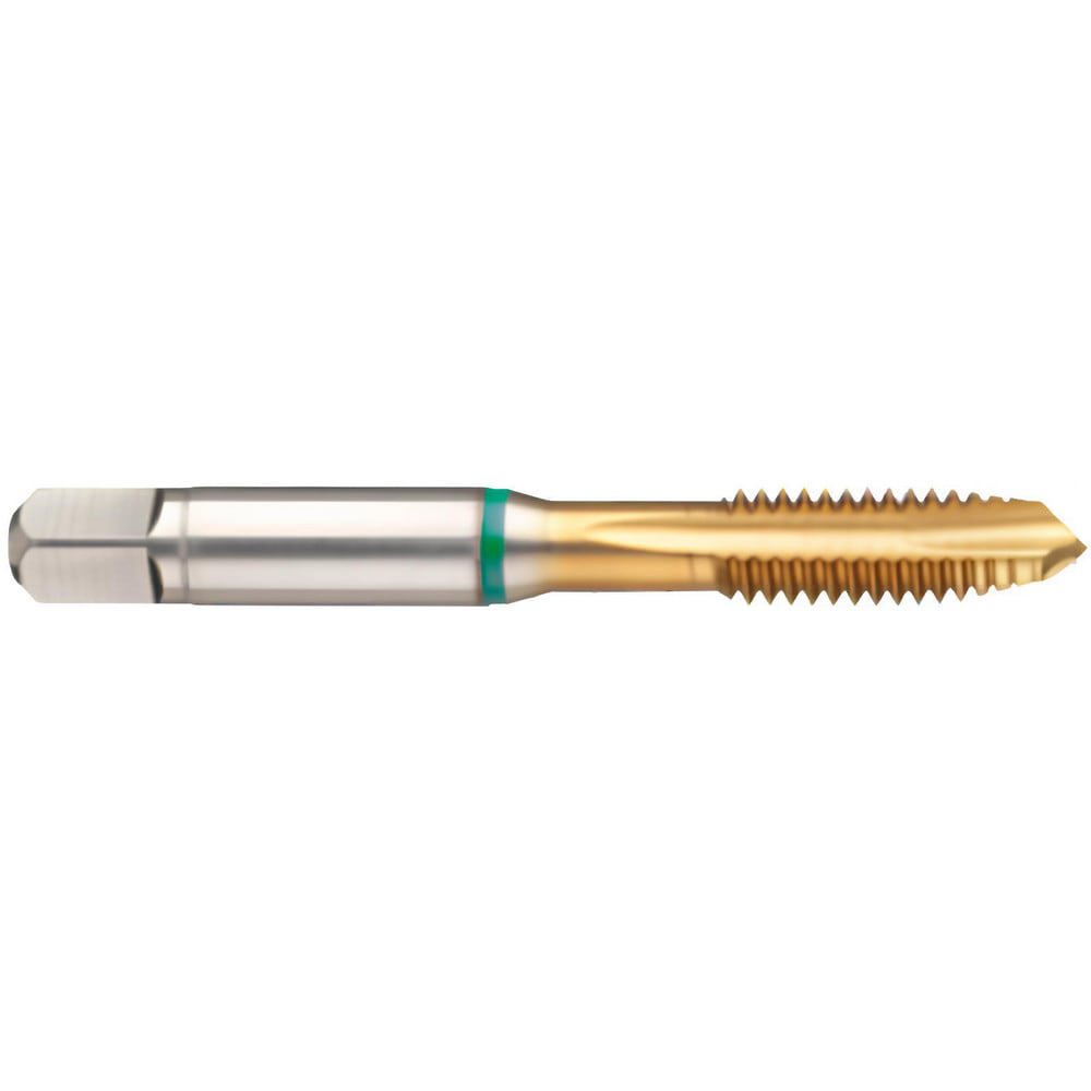Spiral Point Tap: M22x2.5 Metric, 4 Flutes, Plug Chamfer, 6H Class of Fit, High-Speed Steel-E, TiN Coated