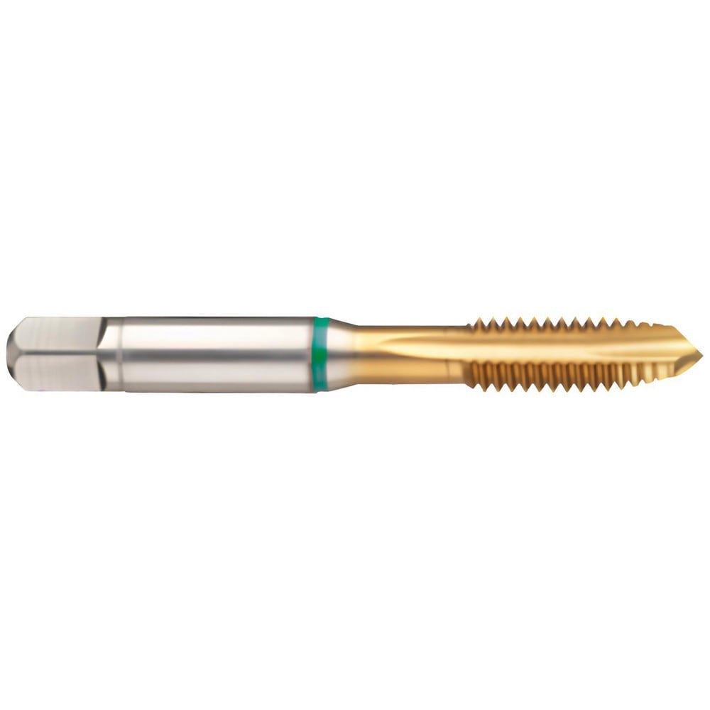 Spiral Point Tap: 9/16-12 UNC, 4 Flutes, Plug Chamfer, 2B Class of Fit, High-Speed Steel-E, TiN Coated