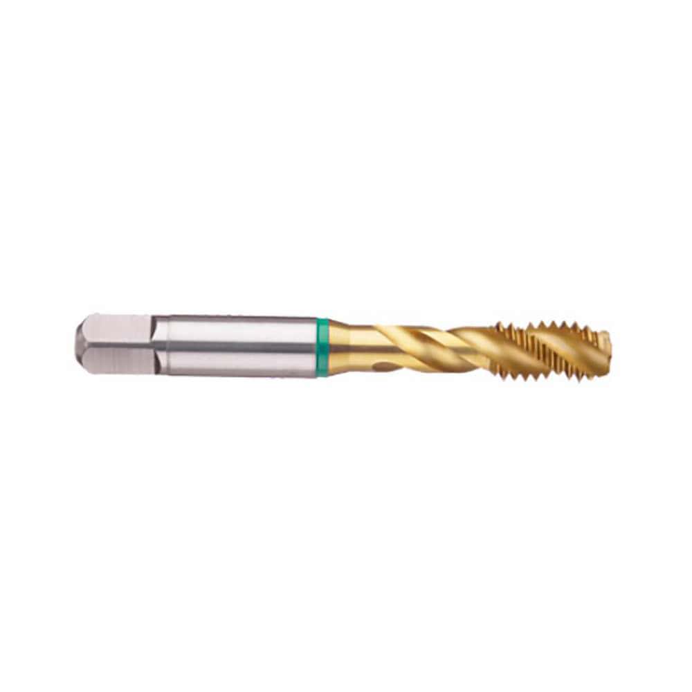 Spiral Flute Tap: 9/16-18, UNF, 3 Flute, Modified Bottoming, 2B Class of Fit, Cobalt, TiN Finish