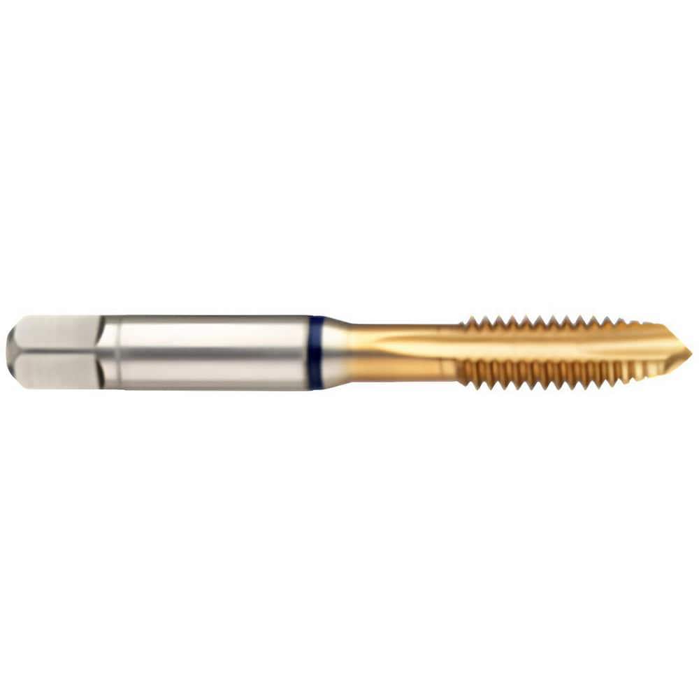 Spiral Point Tap: M6x1 Metric, 3 Flutes, Plug Chamfer, 6H Class of Fit, High-Speed Steel-E, TiN Coated