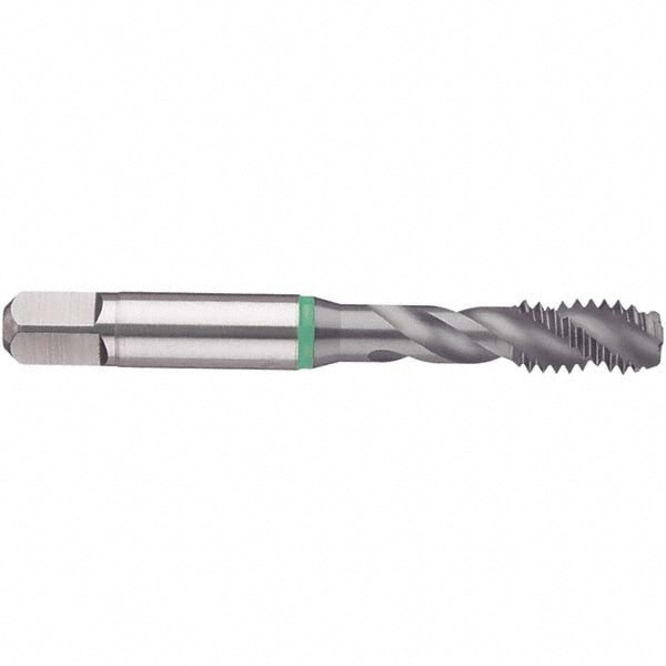 Spiral Flute Tap: #4-40, UNC, 3 Flute, Modified Bottoming, 2B Class of Fit, Cobalt, TICN Finish