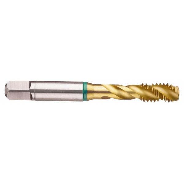 Spiral Flute Tap: #8-36, UNF, 3 Flute, Bottoming, 2B Class of Fit, Cobalt, TiN Finish