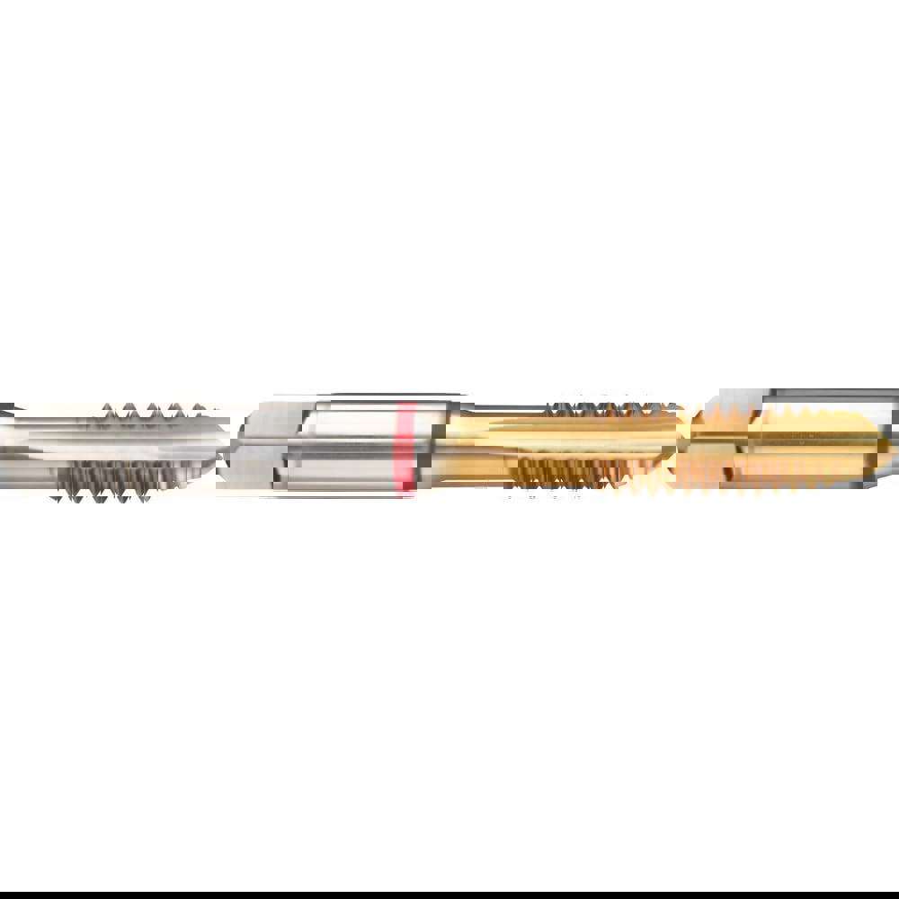 Spiral Point Tap: 5/16-18 UNC, 3 Flutes, Plug Chamfer, 2B Class of Fit, High-Speed Steel-E-PM, TiN Coated