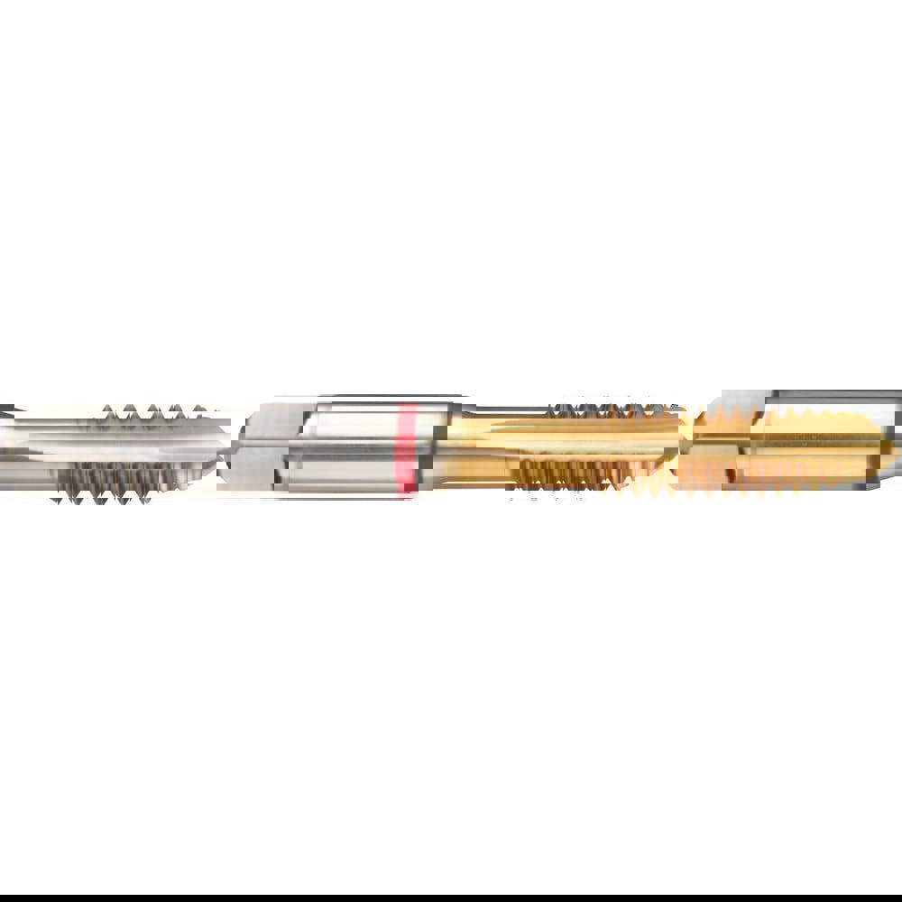 Spiral Point Tap: 1/4-28 UNF, 3 Flutes, Plug Chamfer, 2B Class of Fit, High-Speed Steel-E-PM, TiN Coated