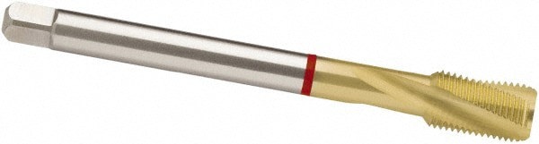 Spiral Point Tap: 3/8-24, UNF, 3 Flutes, Modified Bottoming, 2B, Powdered Metal, TiN Finish