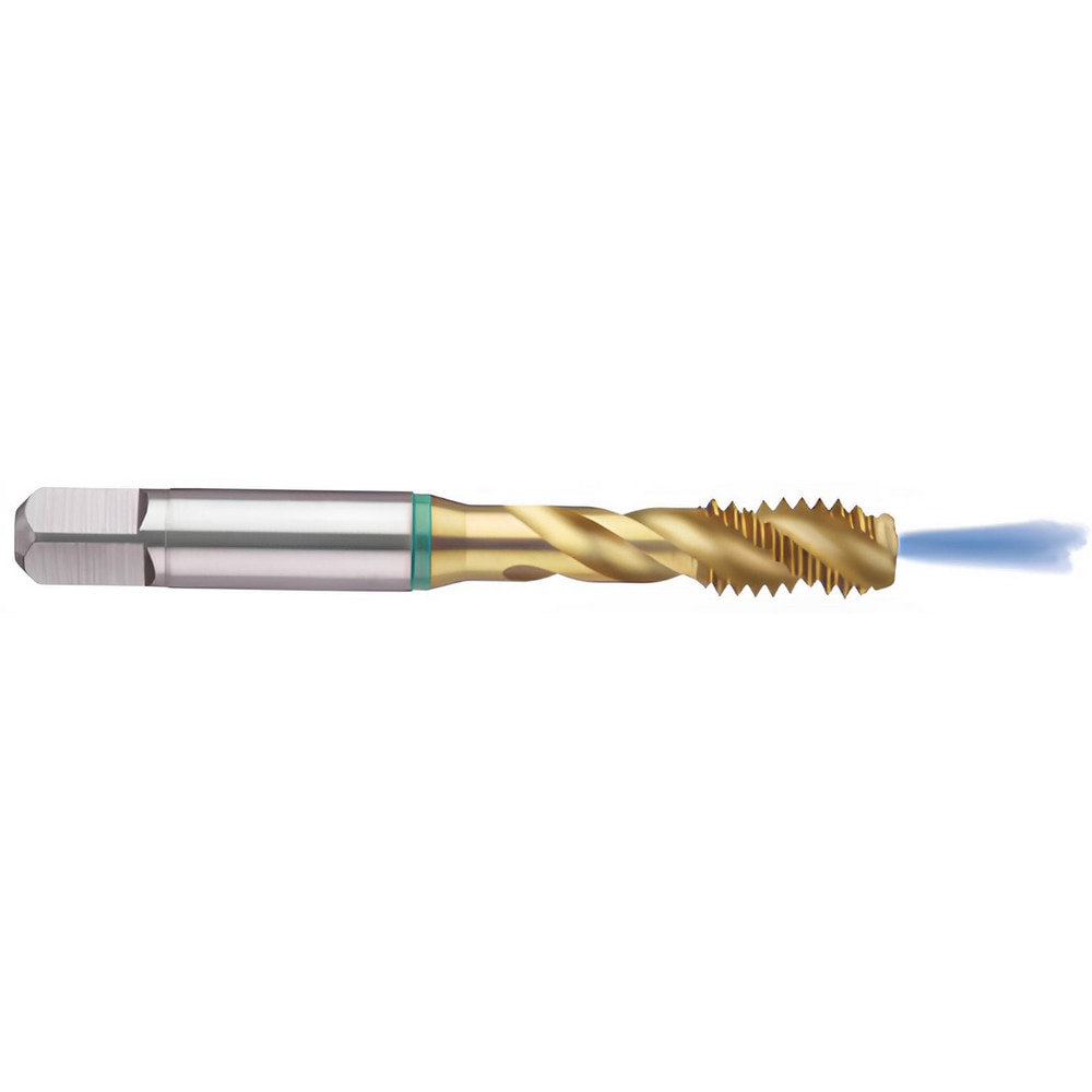 Spiral Point Tap: M14x2.00 Metric, 3 Flutes, Modified Bottoming, 6H Class of Fit, Cobalt, TiN Coated