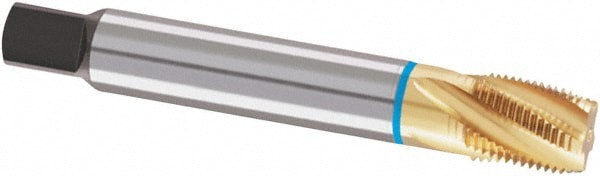 1 - 11-1/2 NPTF, 25&deg; Helix, 5 Flutes, Modified Bottoming Chamfer, TiN Finish, Cobalt, Spiral Flute Pipe Tap