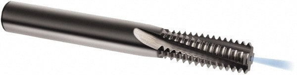 Helical Flute Thread Mill: 9/16-18, Internal, 4 Flute, 12.00 mm Shank Dia, Solid Carbide