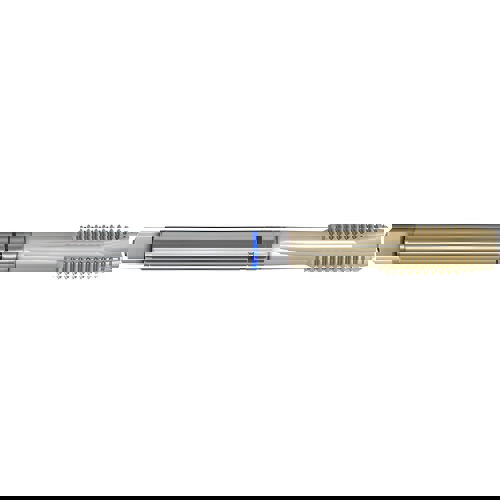 Spiral Point Tap: M14x1.5 Metric Fine, 4 Flutes, Plug Chamfer, 6HX Class of Fit, High-Speed Steel-E, Sirius Coated