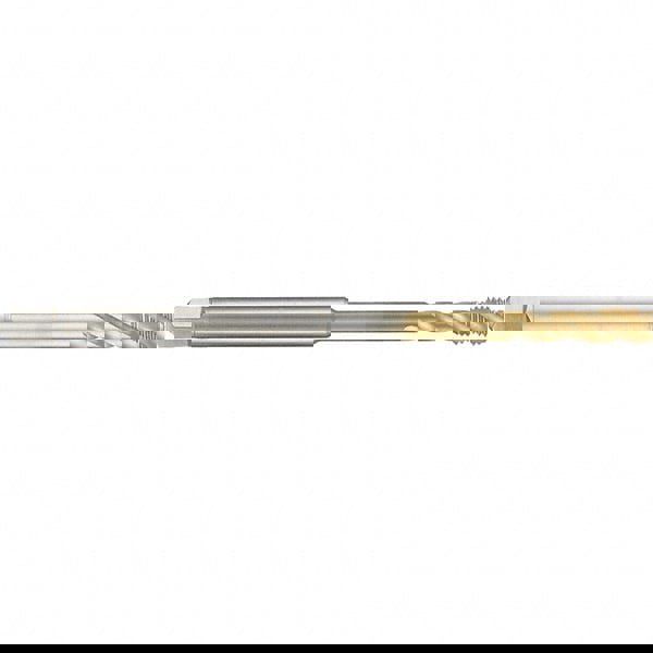 Spiral Flute Tap: #8-36, UNF, 3 Flute, Modified Bottoming, 2B Class of Fit, High Speed Steel, TiN Finish