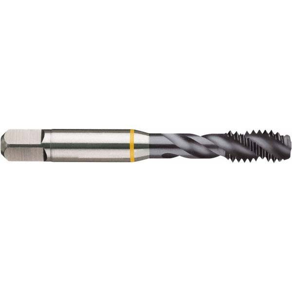 Spiral Flute Tap: #3-48 UNC, 3 Flutes, Modified Bottoming, 2B/3B Class of Fit, Cobalt, TICN Coated