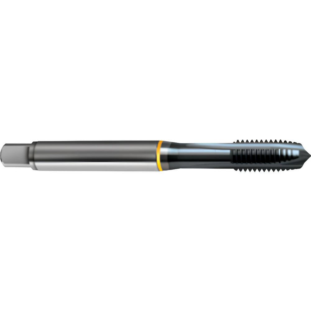 Spiral Point Tap: M18x1.5 Metric Fine, 4 Flutes, Plug Chamfer, 6H Class of Fit, High-Speed Steel-E, Ignator Coated