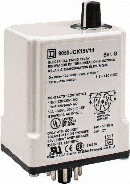 8 Pin, 3 min Delay, DPDT Time Delay Relay