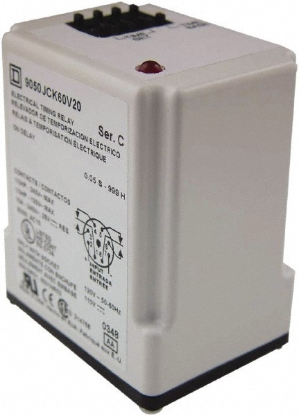 8 Pin, 999 hr Delay, Multiple Range DPDT Time Delay Relay