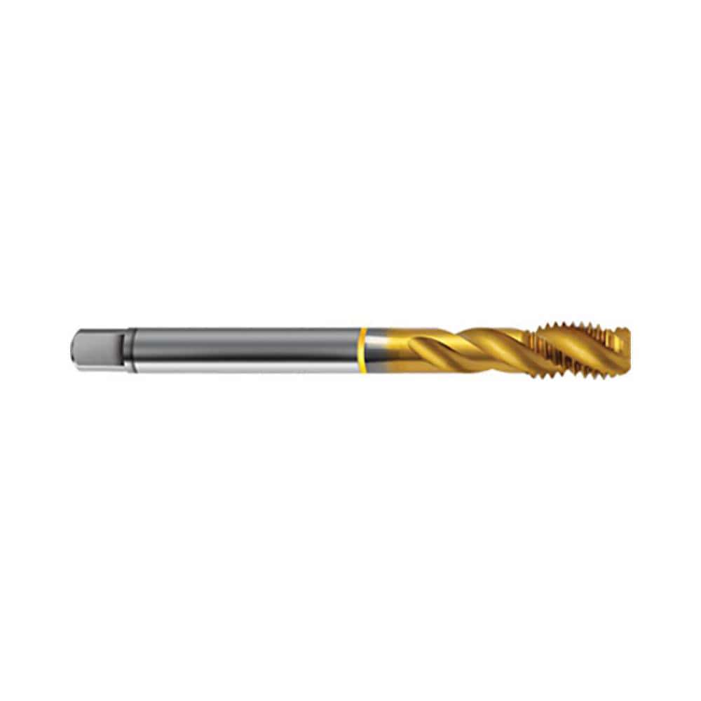 Spiral Flute Tap: M12 x 1.25, Metric Fine, 3 Flute, Modified Bottoming, 6H Class of Fit, Powdered Metal, TiN Finish