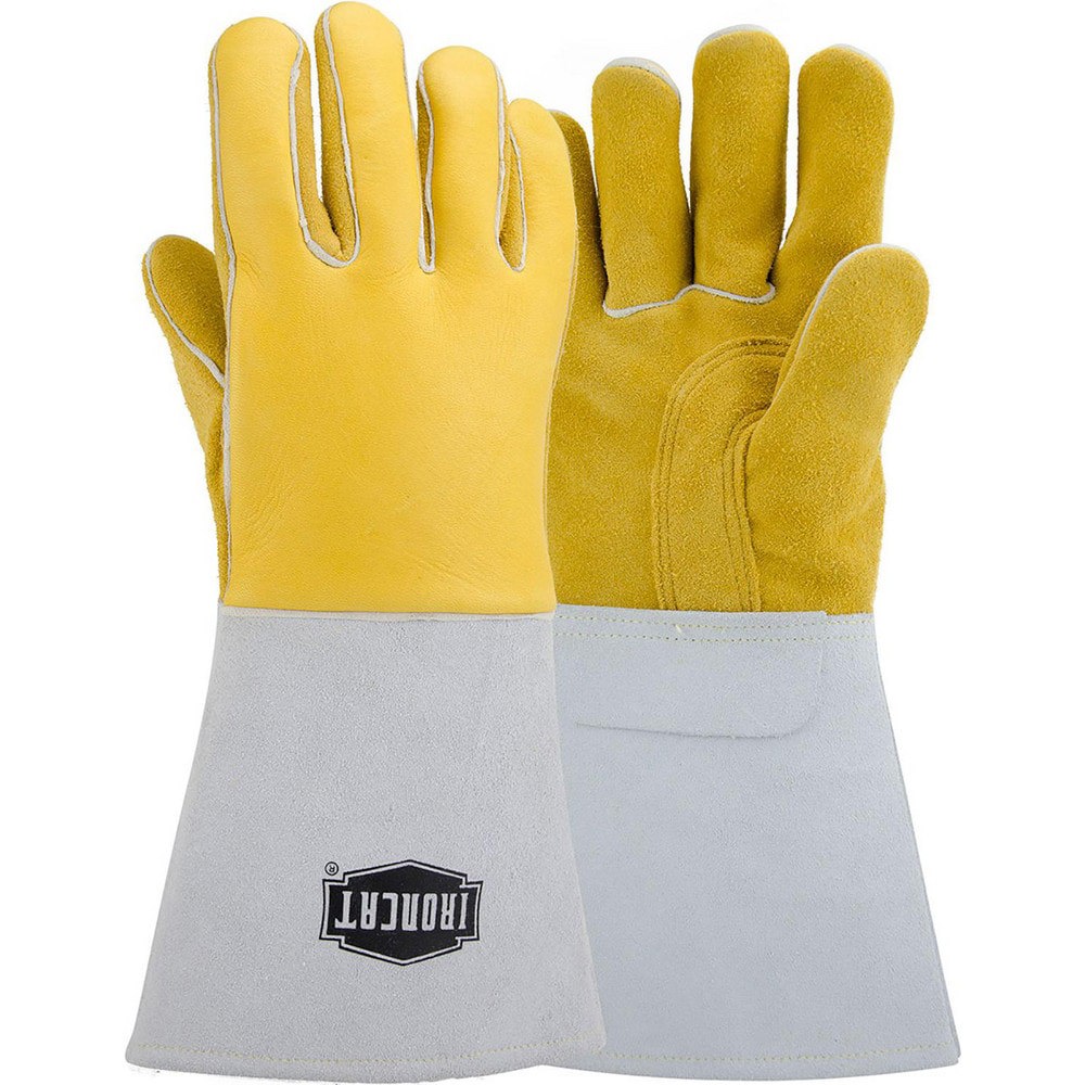 Welding Gloves: Ironcat 9060, Size Large, Uncoated-Coated, Pair, for General Welding