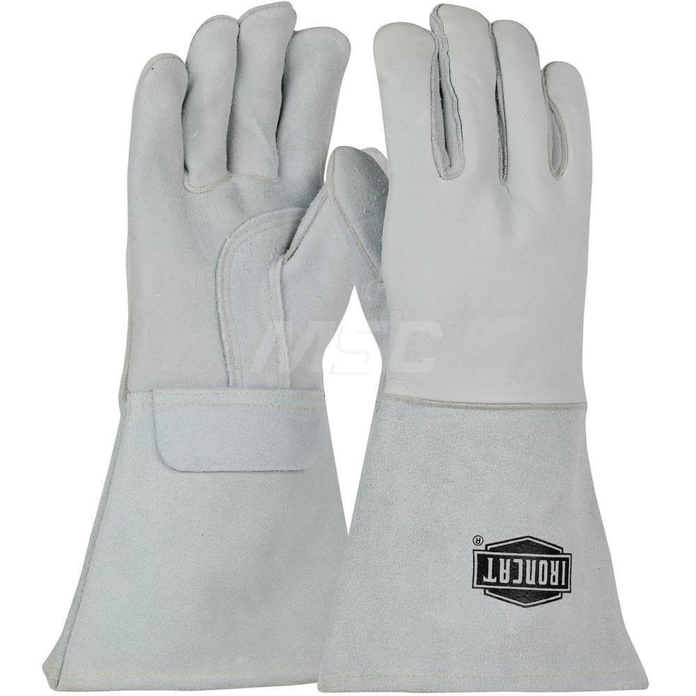 Welding Gloves: Ironcat 9061, Size Large, Uncoated-Coated, Grain Elkskin Leather, Pair, for General Welding