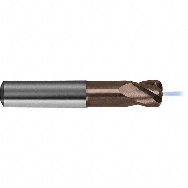 Corner Radius End Mill: 3 mm Dia, 2 mm LOC, 0.5 mm Radius, 4 Flutes, Solid Carbide