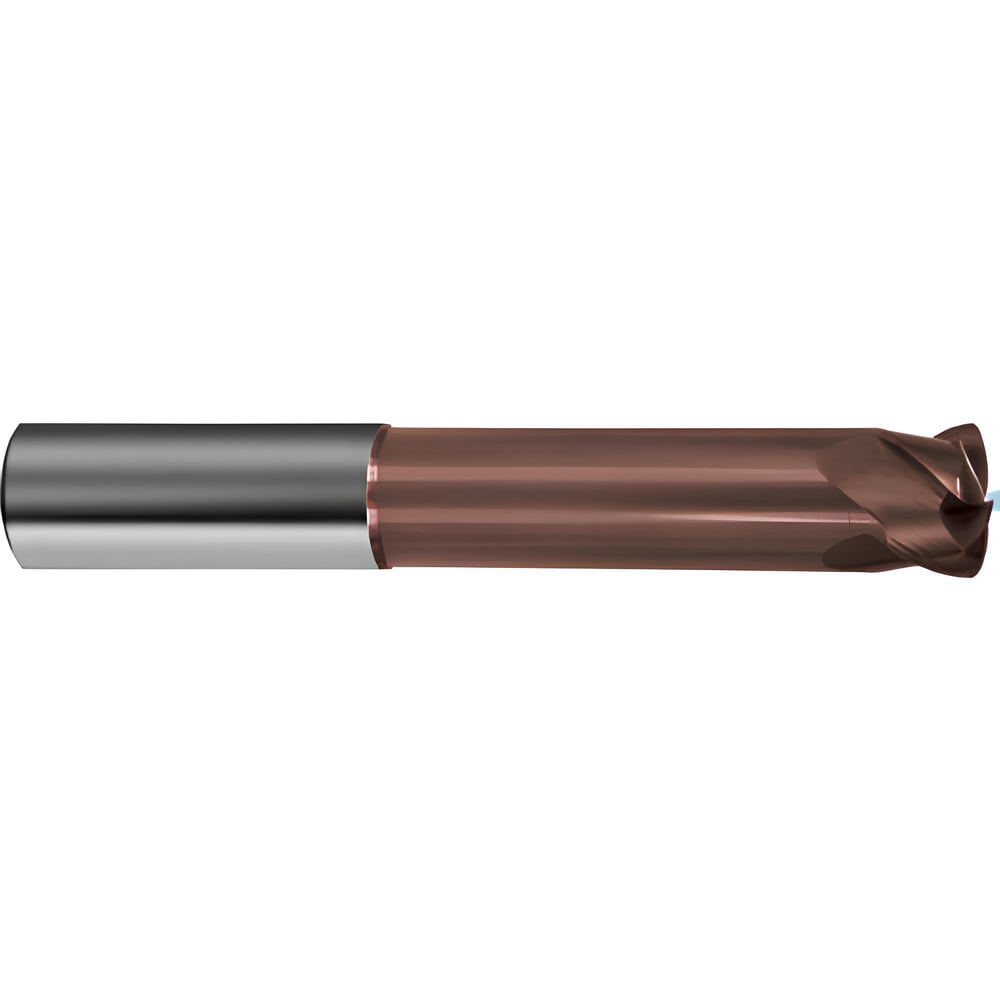Corner Radius End Mill: 3 mm Dia, 2 mm LOC, 0.5 mm Radius, 4 Flutes, Solid Carbide
