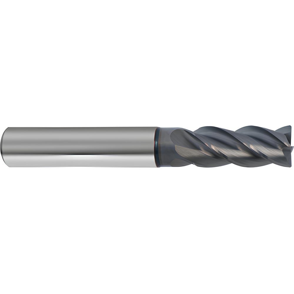 Corner Radius End Mill: 3 mm Dia, 8 mm LOC, 0.2 mm Radius, 4 Flutes, Solid Carbide