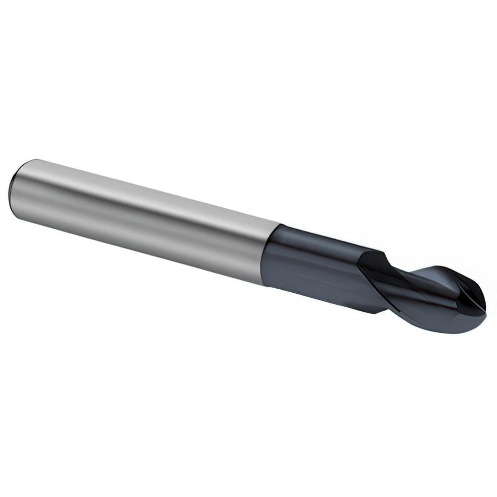 Ball End Mill: 4.00 mm Dia, 5.00 mm LOC, 2 Flute, Solid Carbide